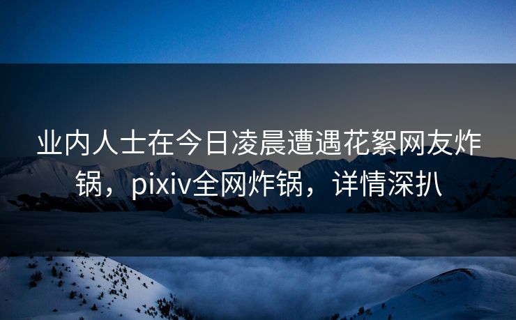 业内人士在今日凌晨遭遇花絮网友炸锅，pixiv全网炸锅，详情深扒